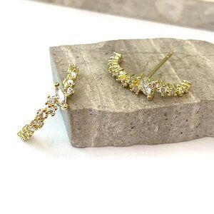 NEW ~ Anthropologie SHASHI Letitia CZ Stud Gold Earrings